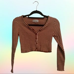 UO orange striped button down crop top